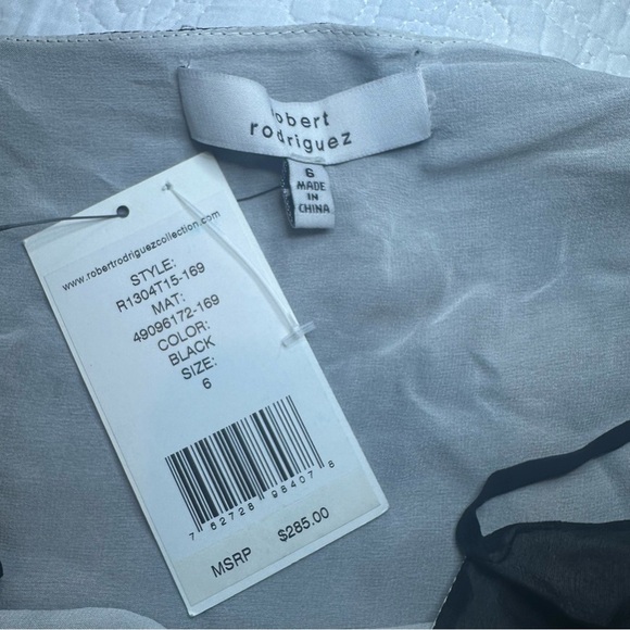 Robert Rodriguez Split Hem Layered Sheer Cami. Black and White. Size: 6. - Picture 5 of 7